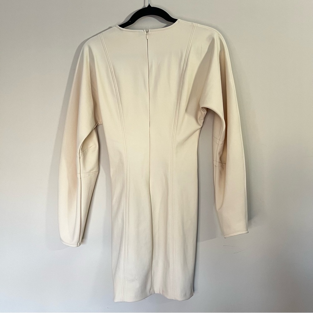 Zara Cream Long-Sleeve Stretch Mini Dress - NWT - Seam Details - Size Small - Picture 5 of 9